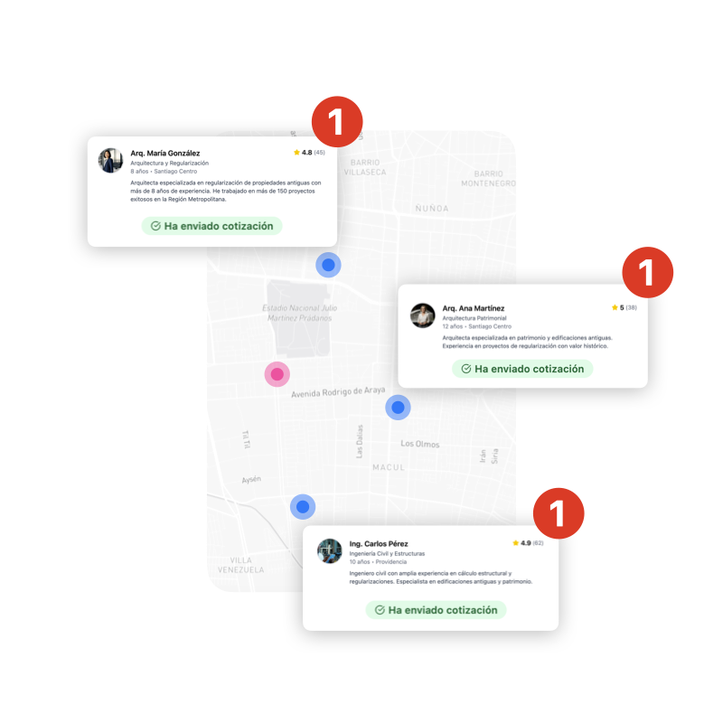 Recibe cotizaciones de profesionales